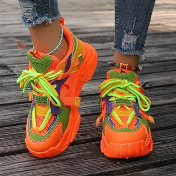 Fashion Colored Designer Sneakers for Women with Summer Autumn Mesh, Breathable Lightweight Soft Sole Student Platform Sneakers 1