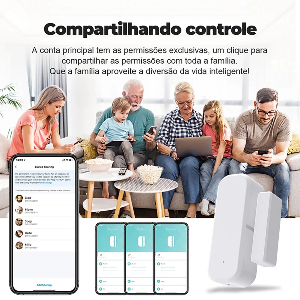 Smart WiFi Wireless Door Sensor Smart Home Open Close Detector Smart life App Control Notification Compatible with Alexa Google