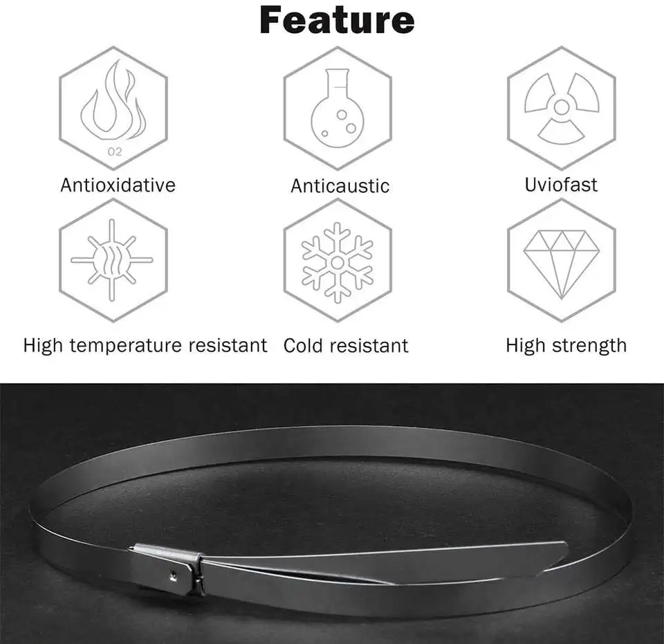 10 20 50 100 200 Pcs 12mm 0.47 inch Exhaust Wrap Multi-Purpose 304 Stainless Steel Metal Cable Tie banding self-locking zip ties