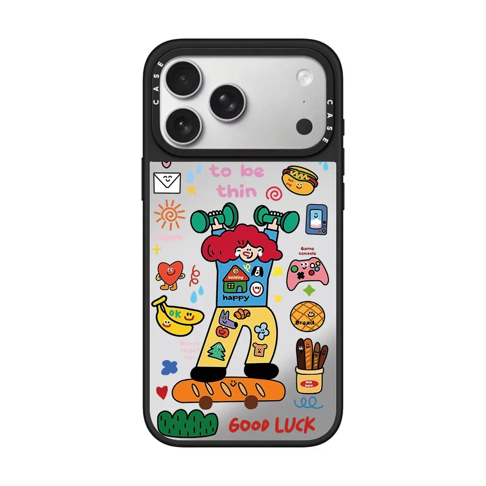 Self-Disciplined Girl Mirror Phone Case – Creative and Cute Design with Drop-Proof Protection