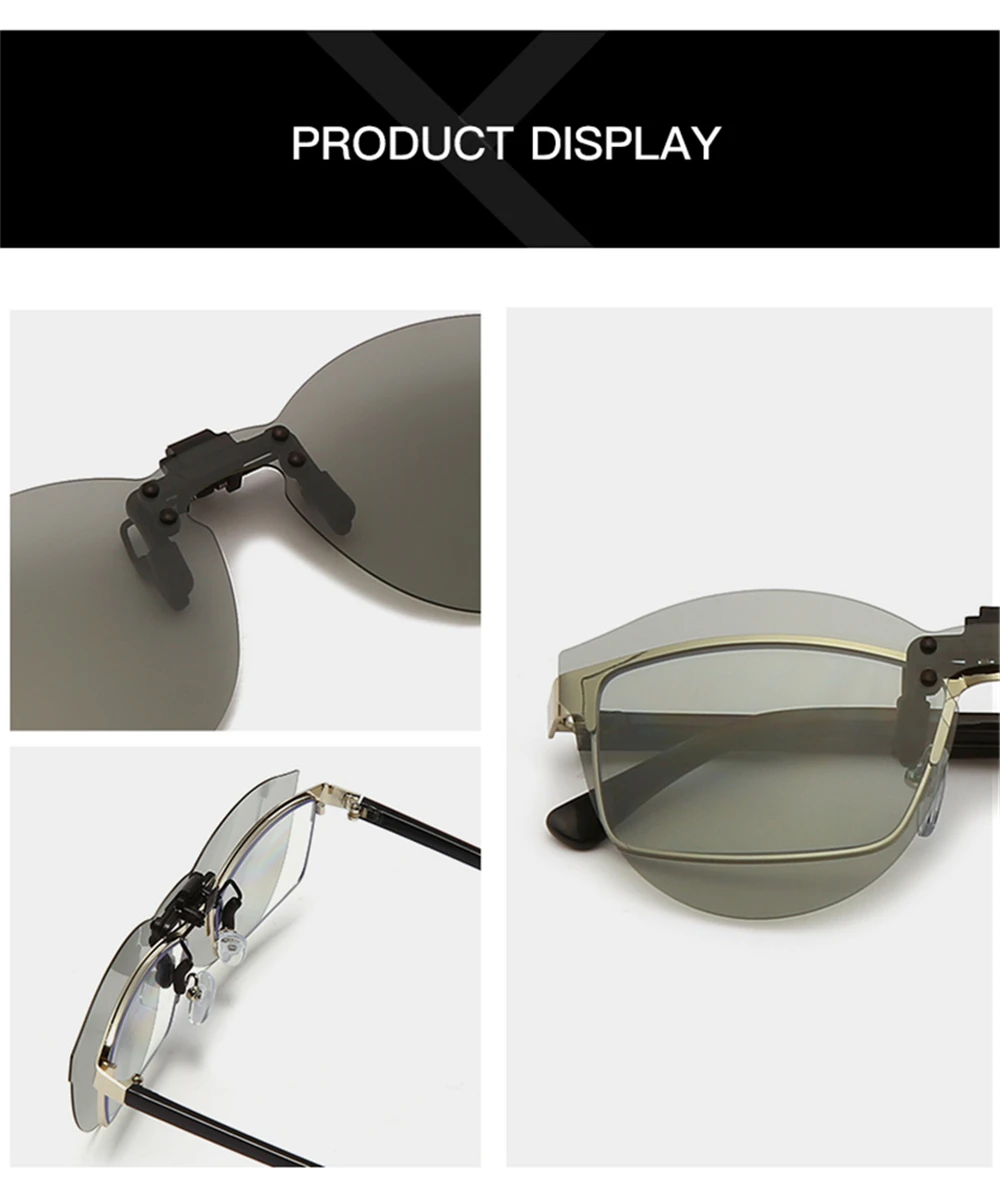 Vivibee quadratischer Spiegel Männer Klappclip auf polarisierten Nachtsicht-Fahr brille uv400 Frauen Sonnenbrille Angeln – Detail 16