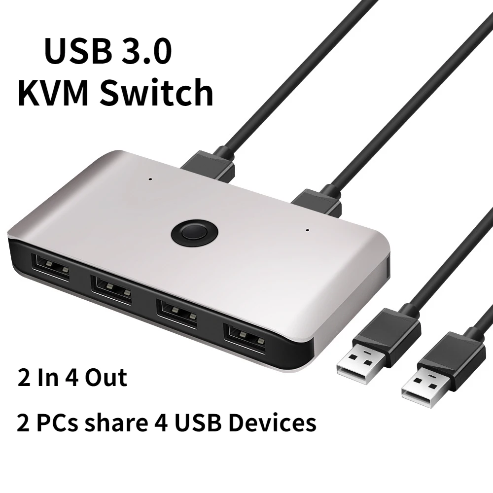 KVM-переключатель USB 3 0 2 для Windows 10 ПК клавиатуры мыши принтера шт. совместное