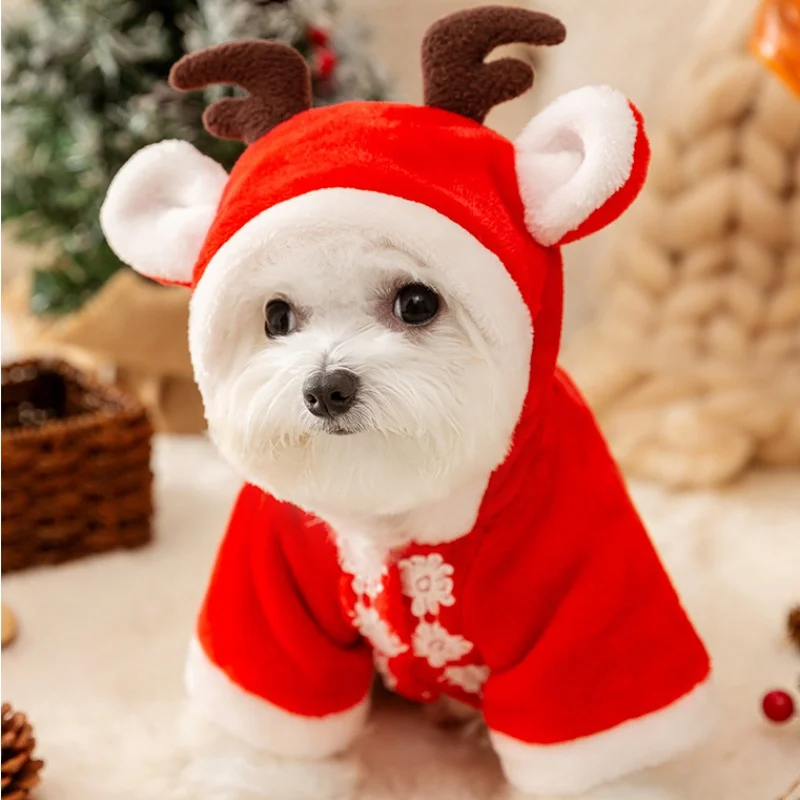 

Dog Clothes Christmas Clothing Winter Soft Hoodies Costume Chihuahua Outfit Gift Warm Cotton Coat Pet Cat Coat