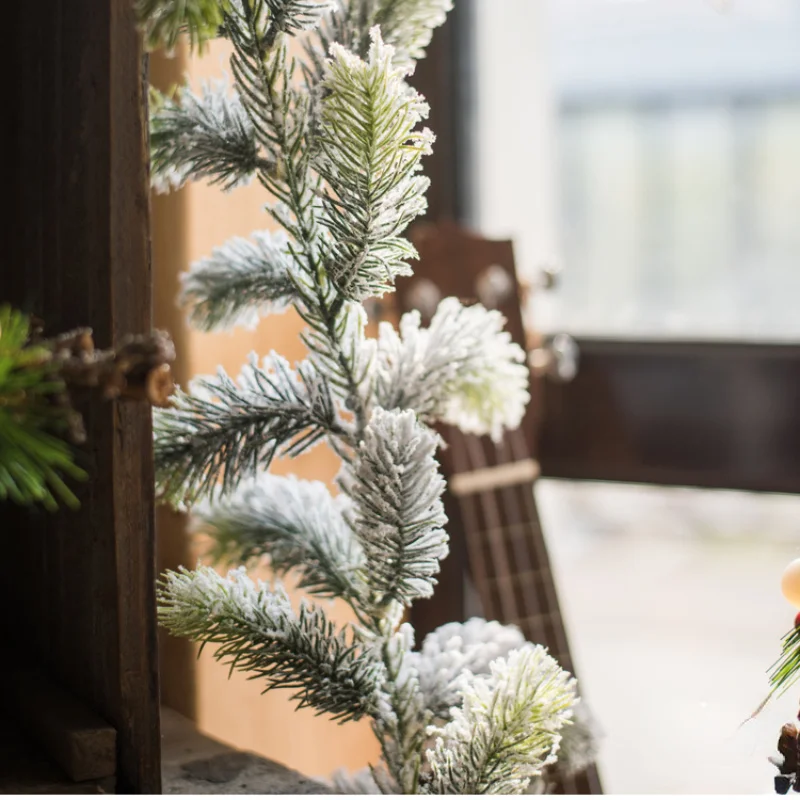 Artificial PE Hanging Rattan Garland with LED Light for Christmas Mantel Fireplace Tablecloth