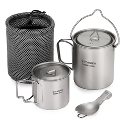 Ultralight Titanium Cookware Set - 3-Piece Camping and Backpacking Essentials (Set 3)