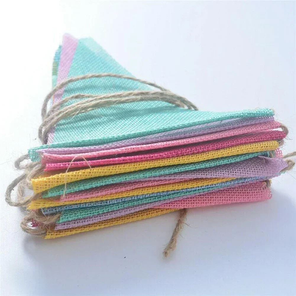 Party Decorations 12 Flags Multicolor Felt Banner Garlands Wedding Bunting Pennant Birthday Party Baby Shower DIY Hanging Garland Flags