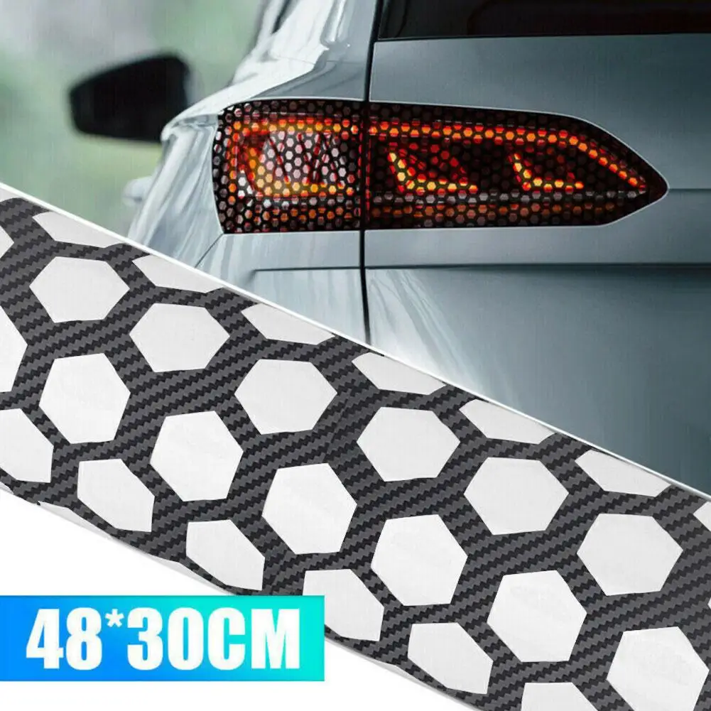

Car Honeycomb Stickers Car Stylish Tail Lights DIY Protector Decals 48*30cm Decoration Lamp Sticker Rear Wrap Auto Hollow F X7R7