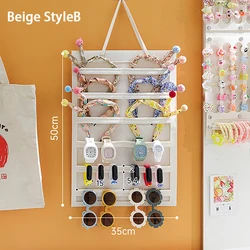 Large Capacity Hair Accessory Organizer - Space - Saving Wall Hanging Hair Bow and Clip Storage (StyleB Beige)