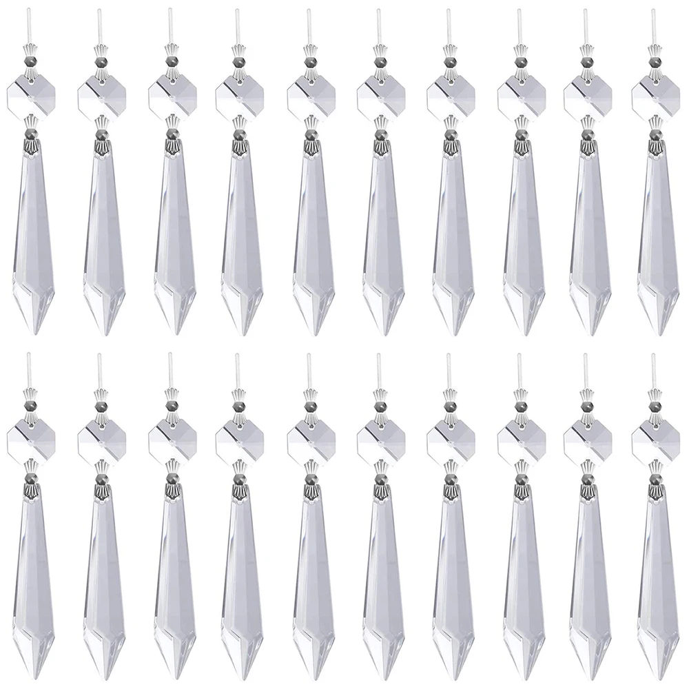 

20 Pieces Clear Chandelier Crystals 63mm Crystal Icicle Prisms Pendants Glass Beads Replacements for Jewelry Making Lamp Decor