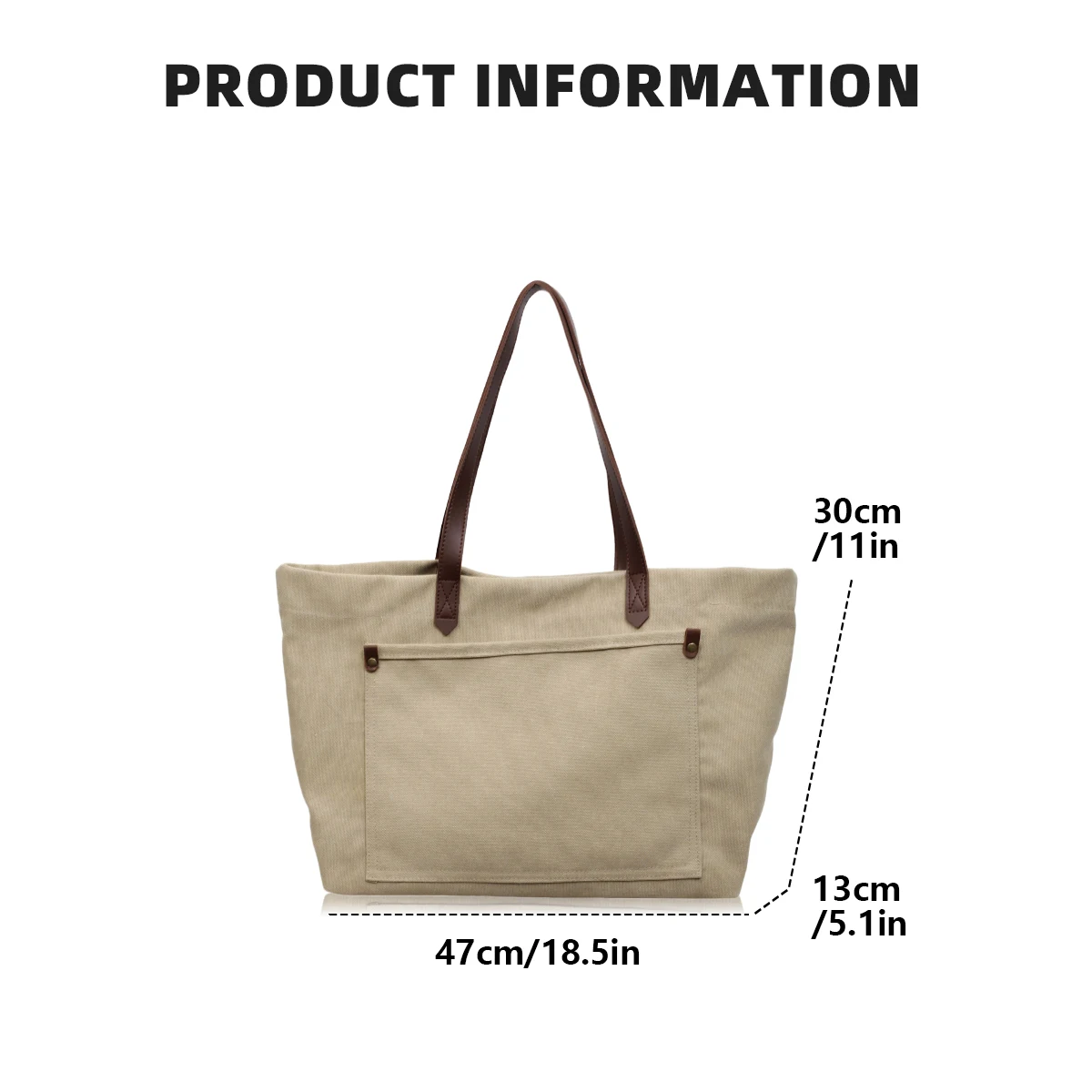 Solid Color Large-Capacity Canvas Tote Bag for Women, Japanese Style Casual Ins College Student Shoulder Bag, Tutoring Class Handbag, Travel and Shopping Bag