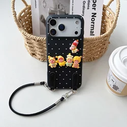 Cute Cartoon Folding Stand Phone Case with Crossbody Strap and Lanyard - iPhone 13 (MX - 8 - 1)