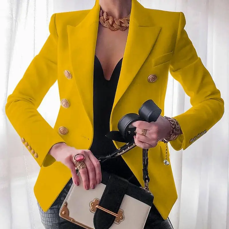 QXIUIXP Woman Casual Short Blazer 2022 Autumn Winter Solid Button Plus Size Jacket Female Elegant Office Slim Blazer Coat XXXL