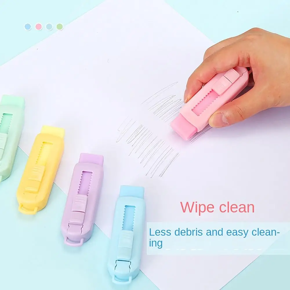 Professional Retractable Push Pull Eraser Self-locking School Supplies Stationery Macaron Color Pencil Erasers Drawing Painting