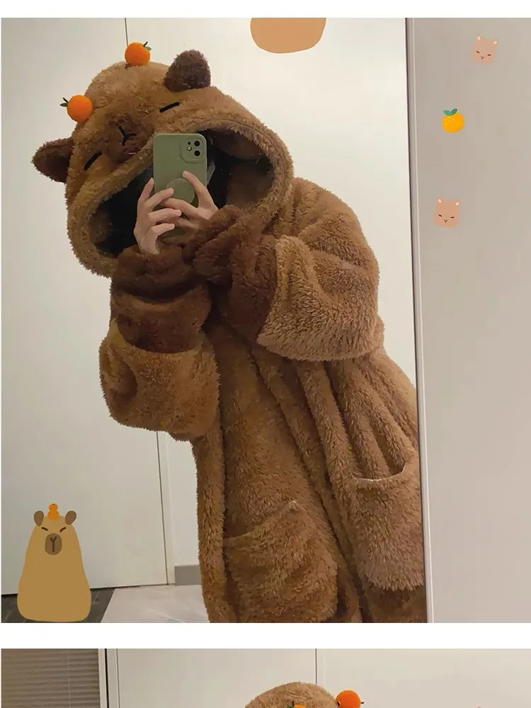 Soft Cute Animals Shape Blanket Pajamas Unisex For Adult Coral Velvet Warm Cosplay Loose Pajamas Pants Home Wear