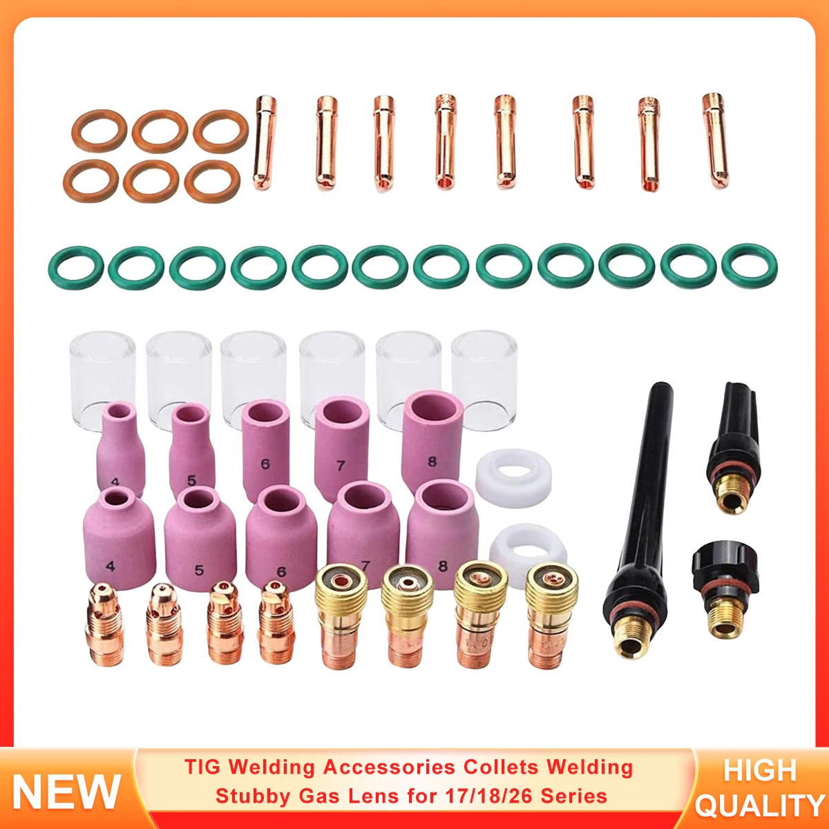 TIG Welding Accessories Collets Welding Stubby Gas Lens for 17/18/26 Series