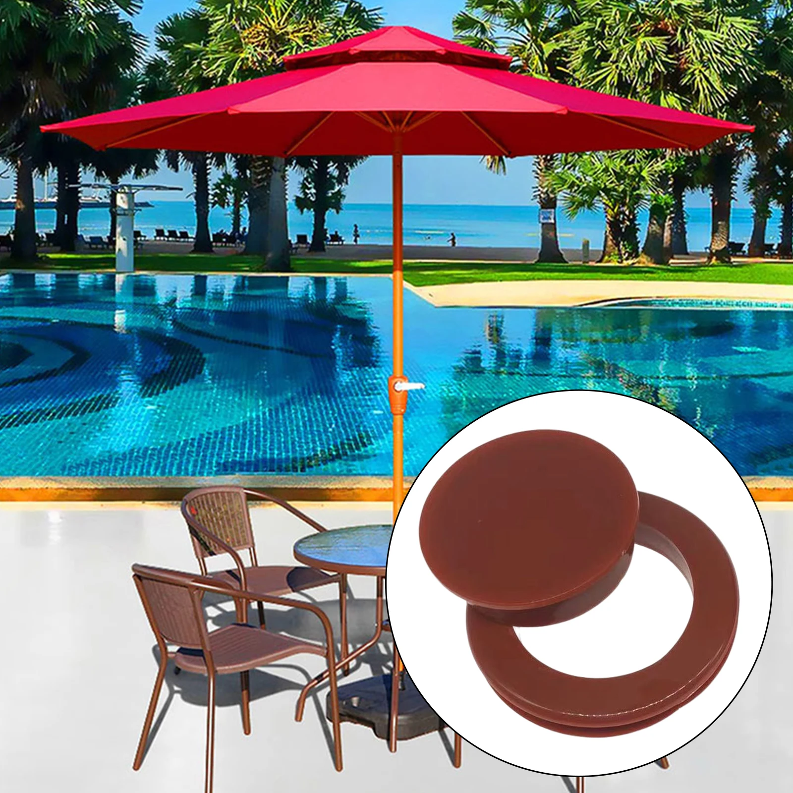Silicone Umbrella Thicker Hole Ring Plug and Cap Set Glass Outdoors Patio Beach Table Clear