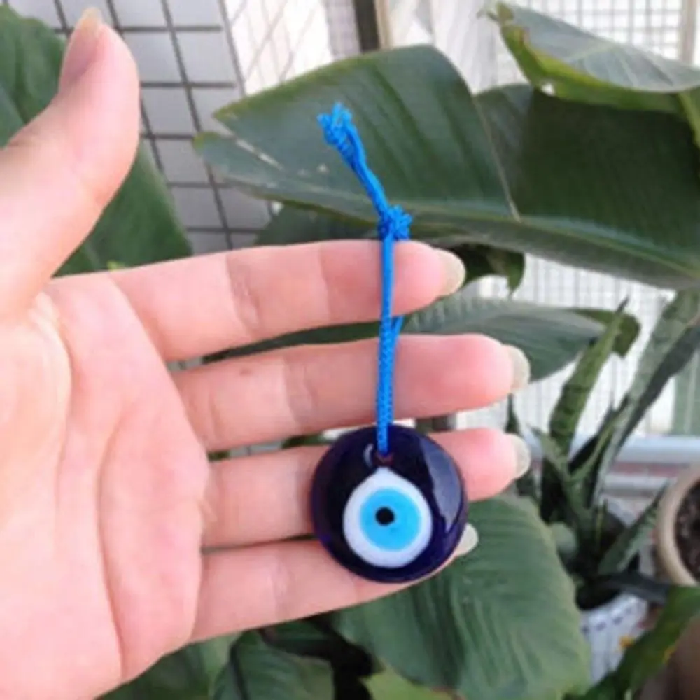 1PC Blue Lampwork Glass Turkish Evil Eye Charm Pendant Car Home Amulet Kabbalah