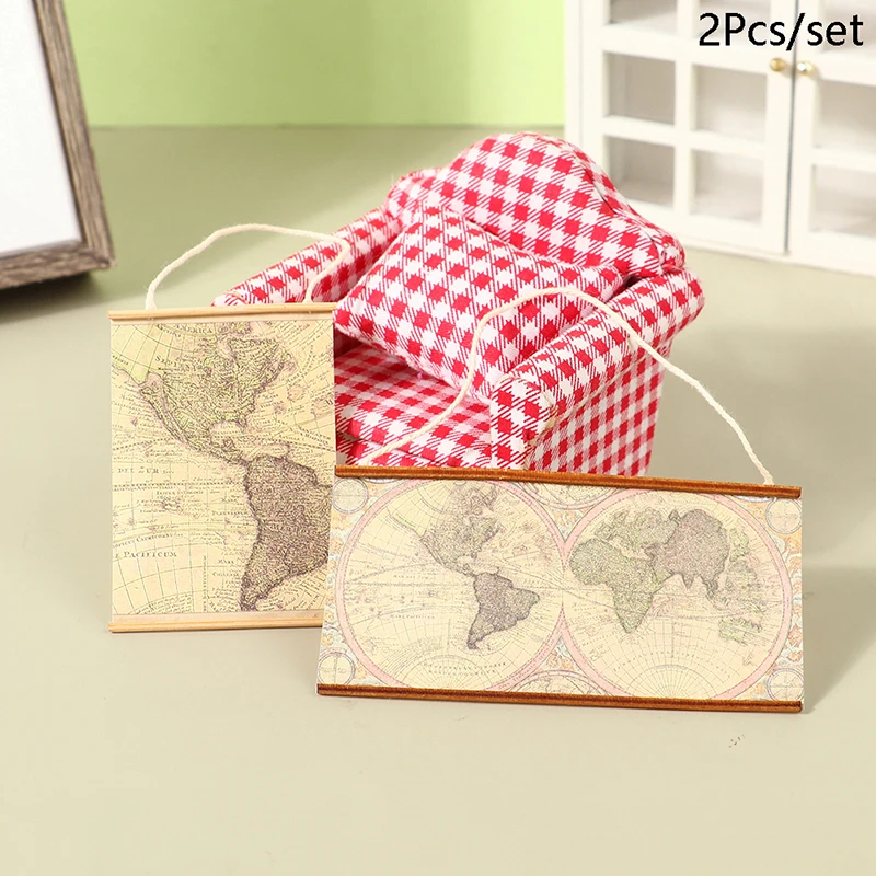 

1Set 1:12 DIY Craft Scene Ornaments Dollhouse Miniature World Map Home Decor Toy Doll House Accessories