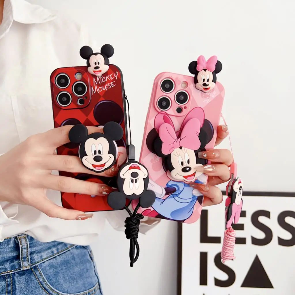 

Minnie Mickey Case With Holder Rope For Samsung Galaxy A12 A11 A71 A51 A52 A22 A02s A32 A72 A13 A53 A03s A04s A20s A33 A73 A23