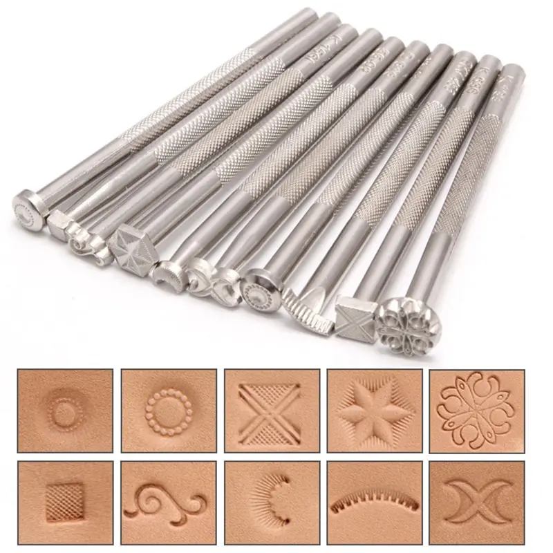 Outil Stam Pu Kit 12 Tampons à Fleurs En Cuir Végétal – Outil De Stamp Pu Artistique Avec Poignée Ergonomique Pour Bricolage Et Cuir
