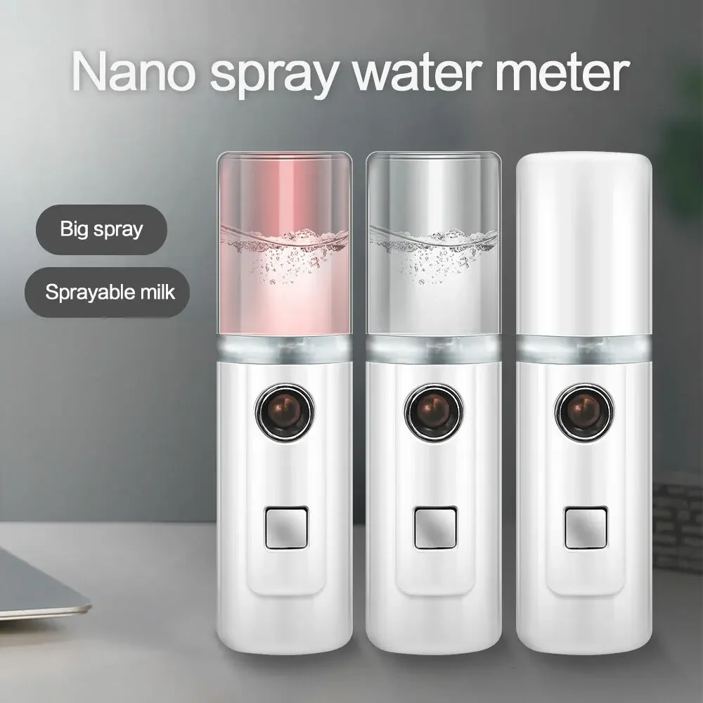 Face Stream Beauty Spray Handheld Water Machine Moisturizing Nano Ionic Mist Face Humidifier Sauna Facial Pore Cleansing Tool
