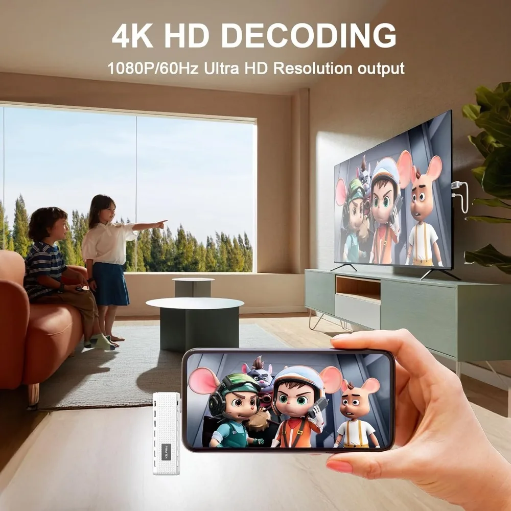 2 in 1 무선 HDMI 송수신기, 165피트 4K 디코딩 1080P@60Hz 출력 5G/2.4G 태블릿, 노트북, PC에서 TV, 모니터, 프로젝터로 연결