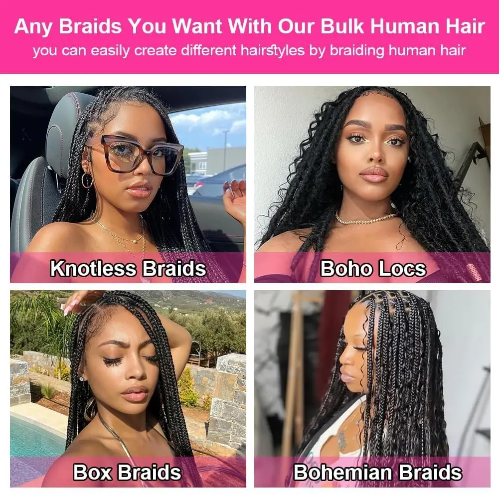 Bulk Human Braiding Hair for Boho Braids Human Hair 100% Burmese Curly Knotless Deep Wave Bohemian Bundles Extensions 5