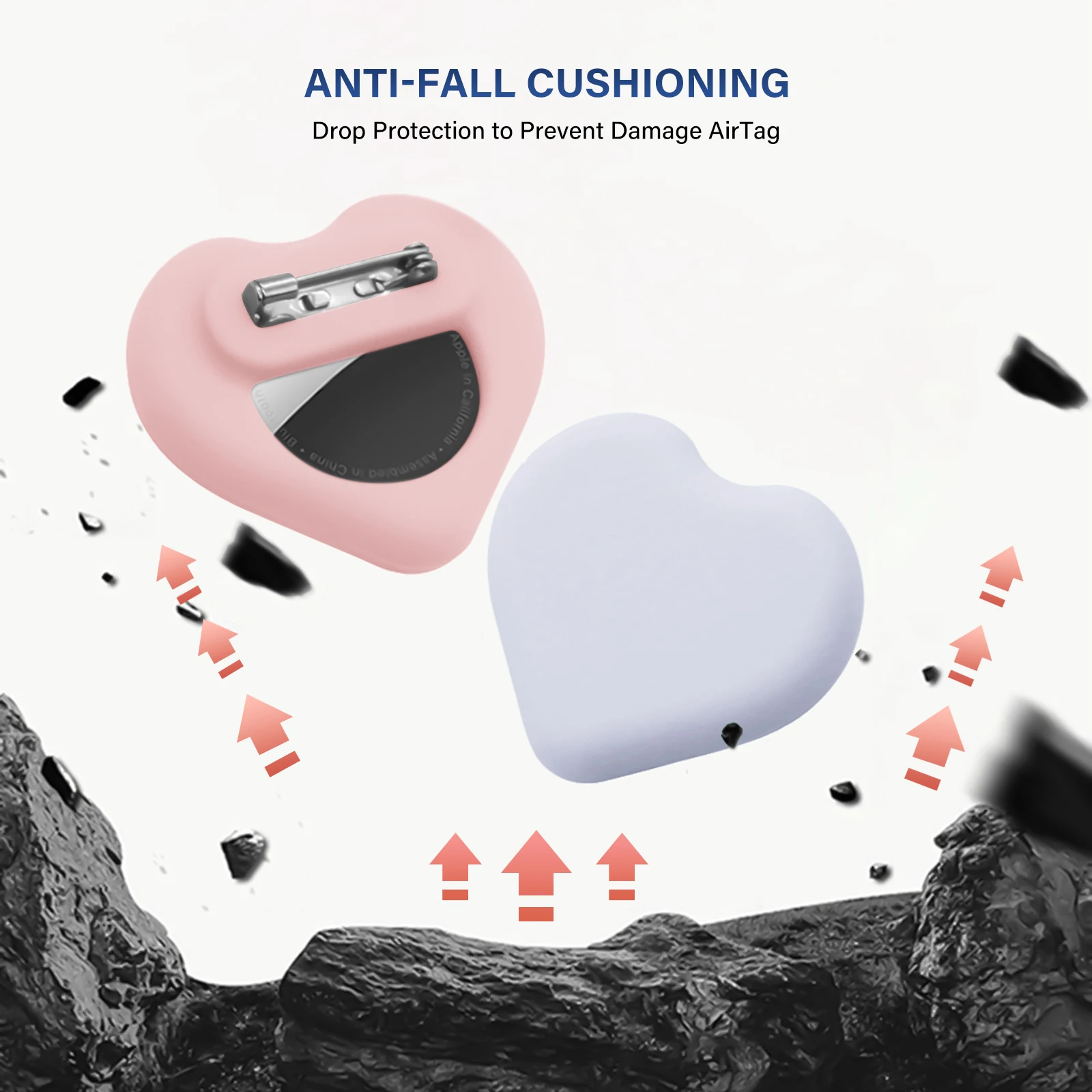 Silicone AirTag Safety Holder with Pin - Anti-Lost Tracker Cover for Kids, Elderly, and Luggage