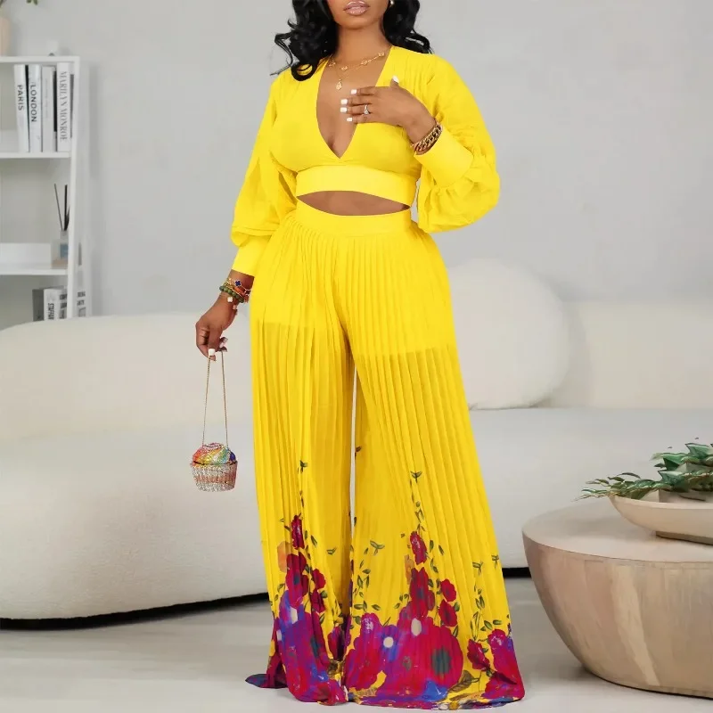 Autumn Elegant 2 Piece Set Africa Clothes African Dashiki Fashion Printing Suit Top Pant Matching Sets Party for Women Outfits