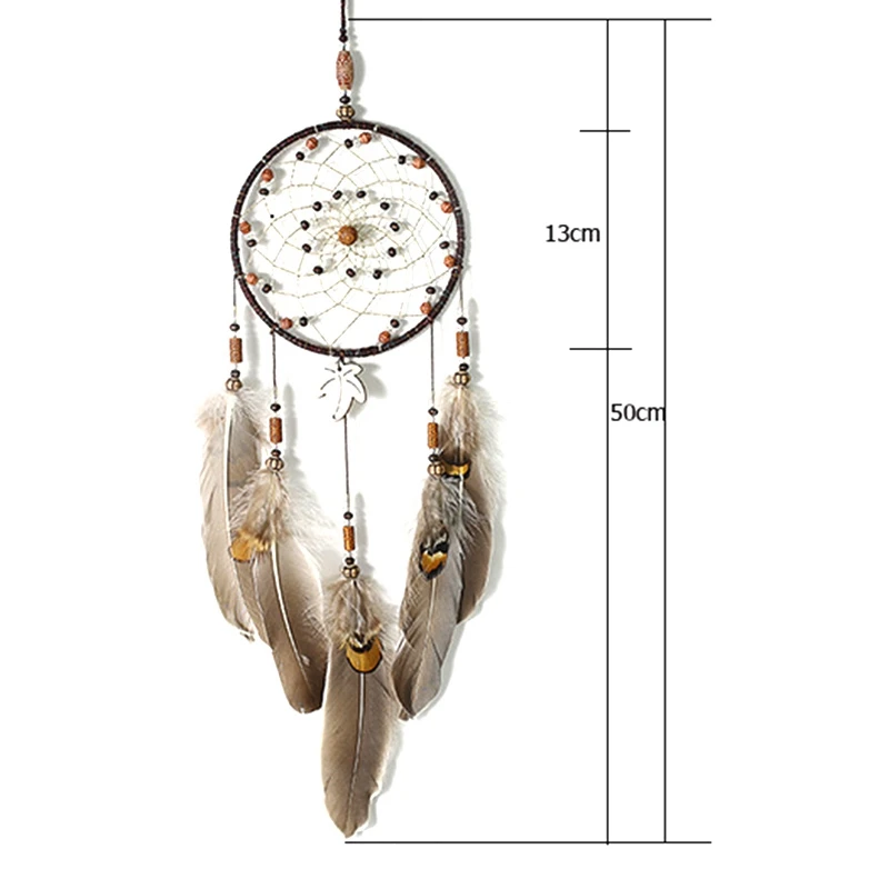 Retro Maple Leaf Dream Catcher Wind Chimes Indian Style Feather Car Pendant Dream Catcher 4