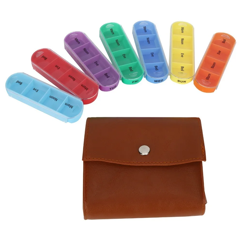 Weekly Pill Organizer with 28 Compartments and Storage Bag - 7-Day, 4-Times-a-Day Schedule