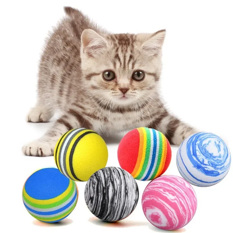 

3/5Pcs Rainbow EVA Cat Toys Ball Interactive Cat Dog Play Chewing Rattle Scratch EVA Ball Training Balls Pet Toys Supplies