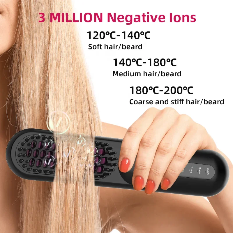 Cordless Suppliers Beard Hair Straightener Comb Brush For Men Ceramic Professional Anion Beard Straightening Comb