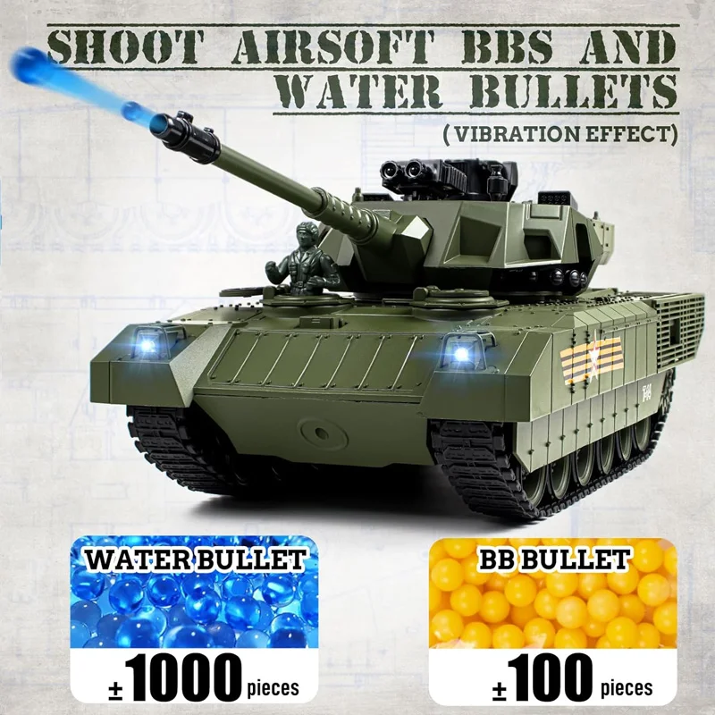 COOLBANK 1/18 2.4G RC Tank Russian Armata T-14 Remote Control Main Battle Tank Model WWII Tank RC Military Vehicle Model For Boy 3