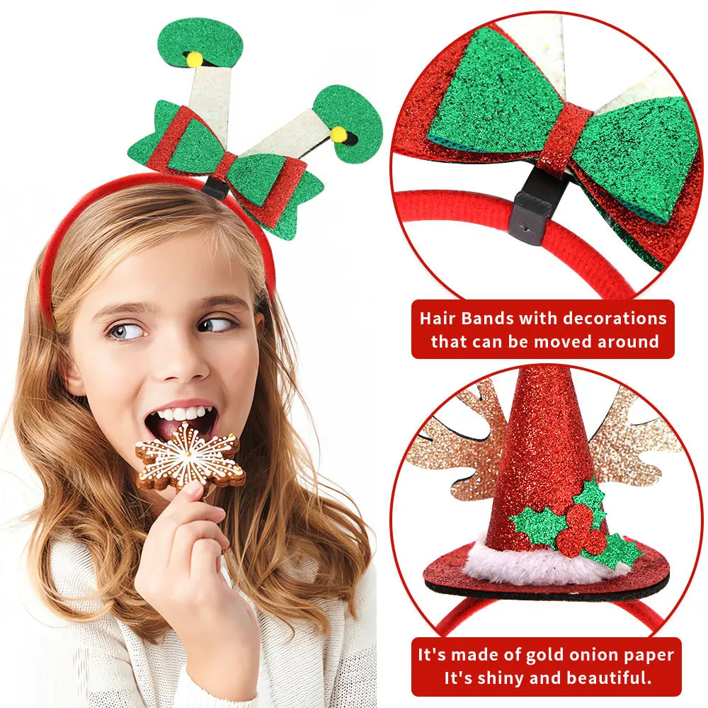 Christmas Party Decorations Cartoon Christmas Elk Three-Dimensional Hat Headband New Year Children'S Gift Headband