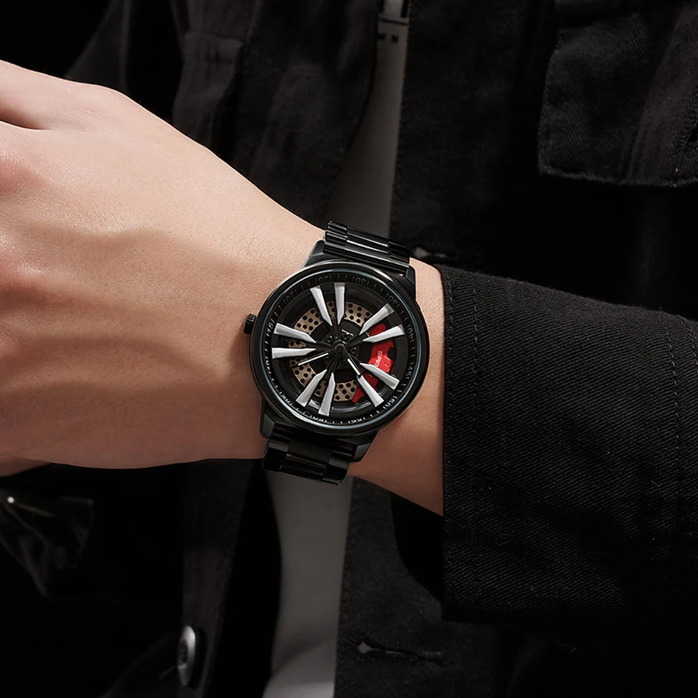 Luxury Full Steel Watch Men Fashion Sports Quartz Watches Man Rotating Dial Waterproof Unique Clock Male Women Relogio Masculino