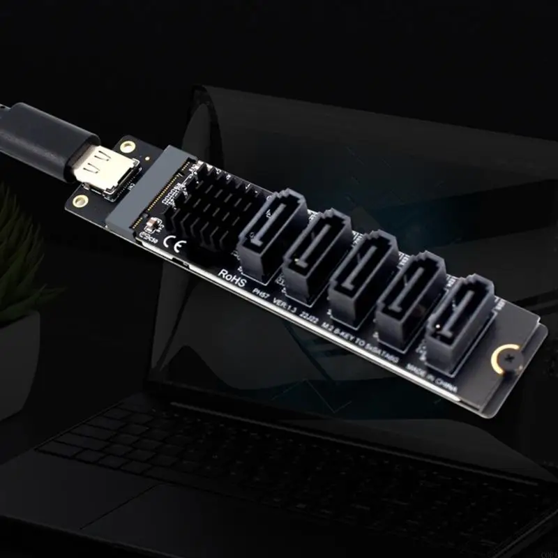 CORA 플러그 플레이 5 포트 SATA3 확장 카드 JMS580 칩셋 광범위한 시스템 호환성