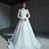 Eightree White A-Line Wedding Dresses Saudi Arabia Long Sleeve Appliques Bridal Dress Simple Wedding Ball Prom Gowns Customized 1