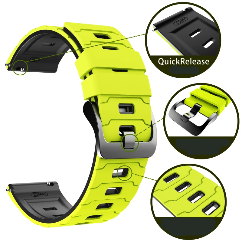 Enhanced Sports Silicone Strap Bracelet - 22mm