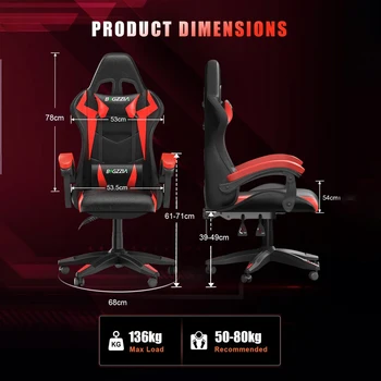 RGB Gaming Chair with LED Lights and Ergonomic Computer Chair Reclining PU Leather High Back Video Office Chair with Headrest 5