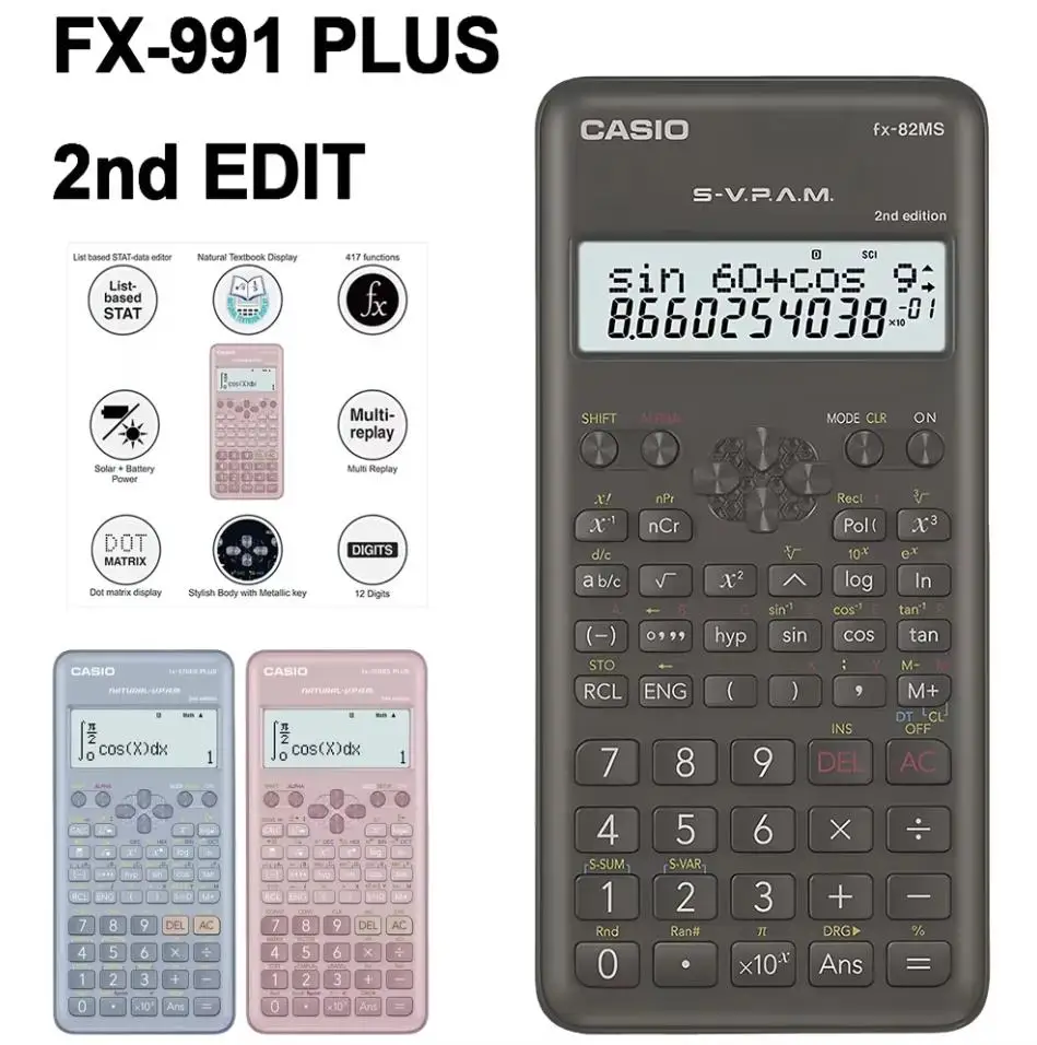Scientific Calculator FX-991ES PLUS Solar Portable Student Tool For Math Teaching