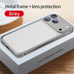 Premium Aluminum Alloy Frame Metal Case with Lens Protection and Heat Dissipation - iPhone 15 (Titanium Gray)