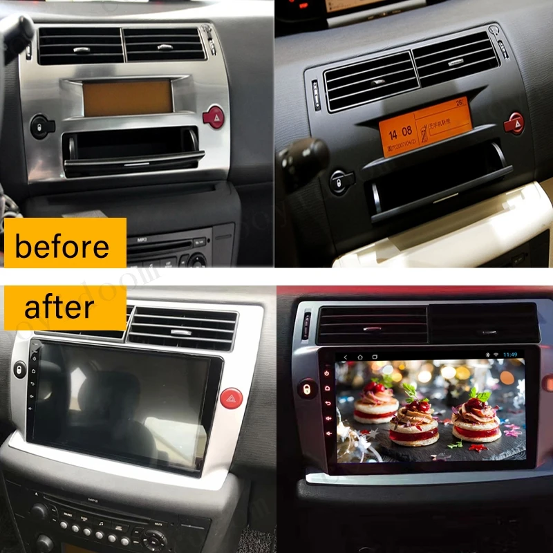 Citroen C4 C-triunfo C-Quatre 2004-2009 용 2 Din 9 인치 스테레오 패널 안드로이드 멀티미디어 플레이어 패널 라디오 CD DVD GPS 대시 키트