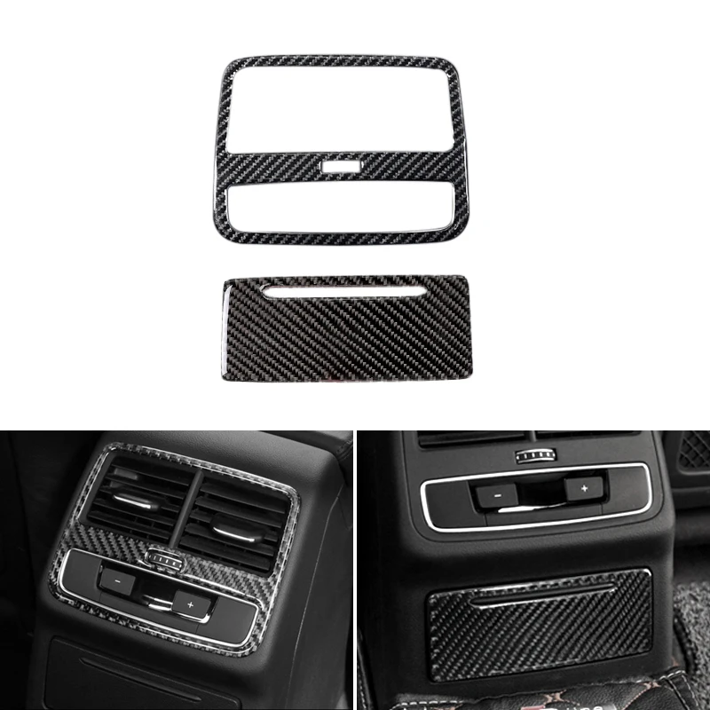

For Audi A4 B9 A4L 2017 2018 Carbon Fiber Car Rear Air Condition Air Outlet Panel Cover Trim