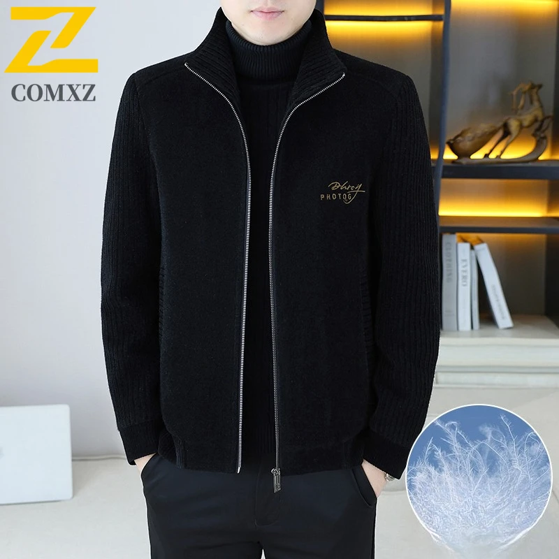 COMXZ Light Luxury Winter Jacket Thickened Embroidered Warm Ski Padded Jacket Business Windproof Quilted Jacket Men's Clothing