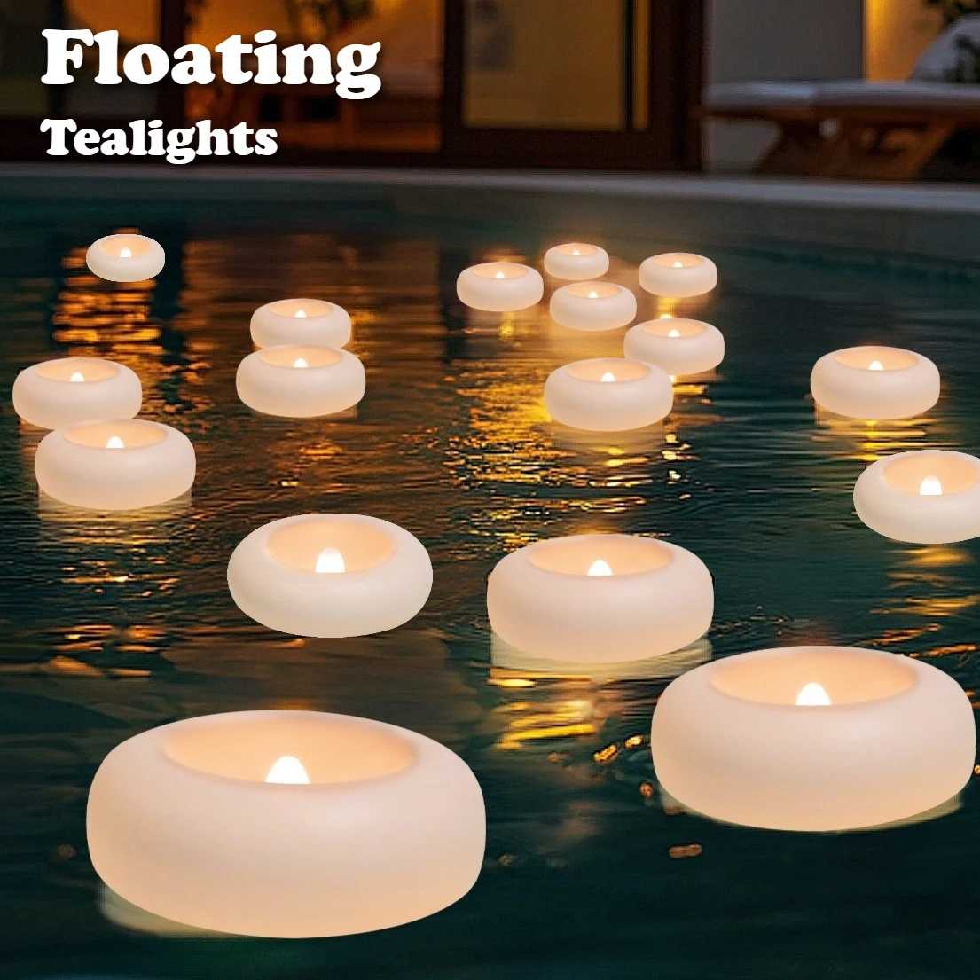 Battery Floating LED Candles Romantic Warm White Light 1