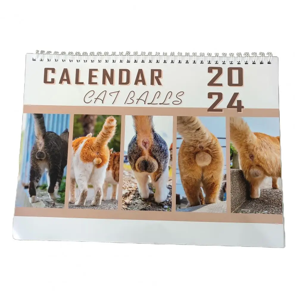 

2024 Wall Calendar Exquisite Fade-Resistant Thick Sturdy Paper 12 Monthly Funny Cat Butt Calendar Decor Prank Gift Humorous