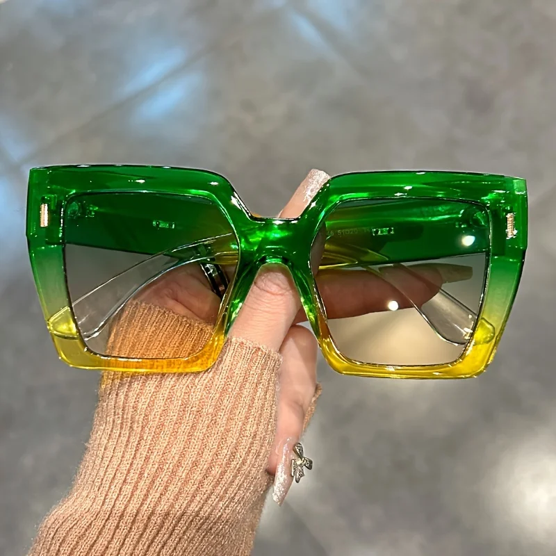 Stylish Gradient Sunglasses with Oversized Square Frame and Anti-Reflective Lenses - Perfect Summer Beach Party Accessory