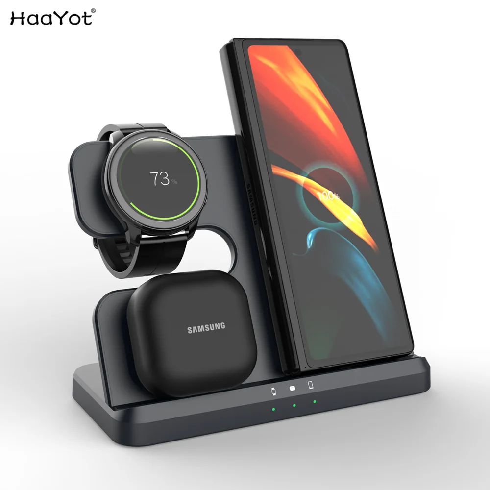 

Wireless Charging Station for Samsung 3 in 1 Charger for Galaxy Watch 6/5/4/3/Active S23 Ultra Note20 Z Flip 5 Fold Galaxy Buds