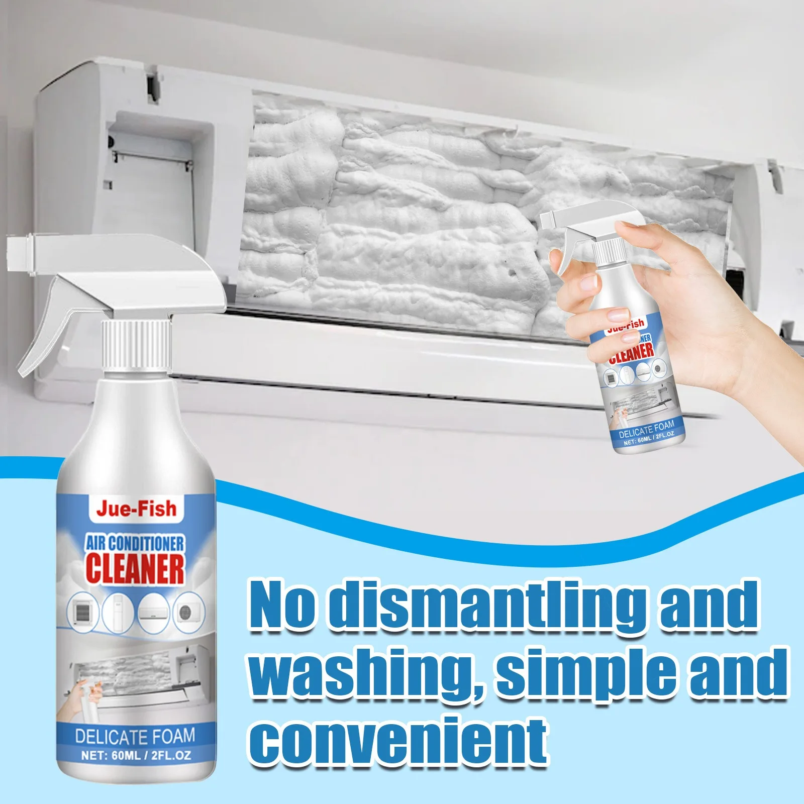 Air conditioning cleaner Jue-Fish air-conditioning cleaner Household air-conditioning hanging machine disassembly-free washing-free deodorizing and des
